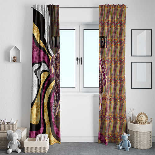 Personalised Brisbane Lions Window Curtain Trippy Psychedelic Abstract Art Mascot Football Fans