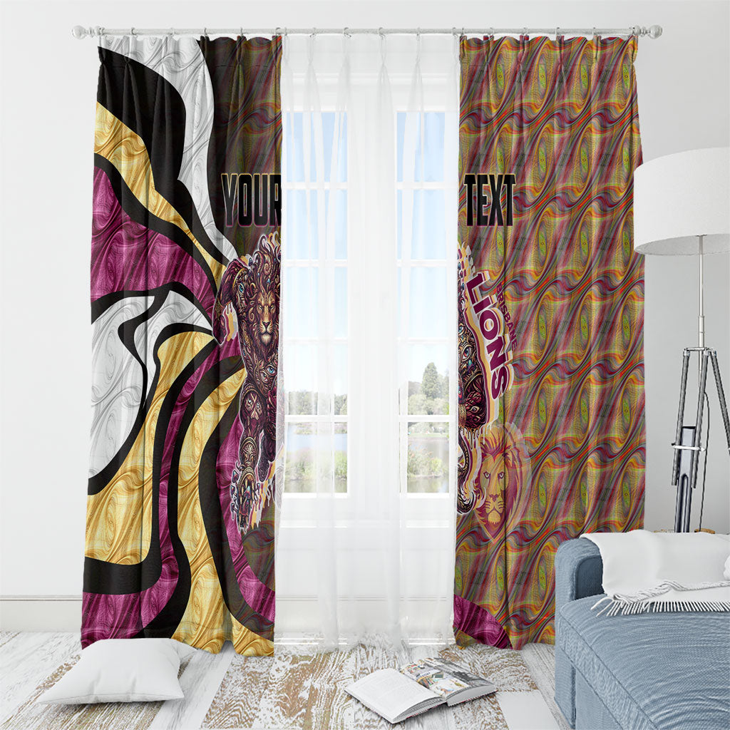 Personalised Brisbane Lions Window Curtain Trippy Psychedelic Abstract Art Mascot Football Fans