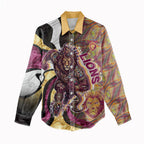 Personalised Brisbane Lions Women Casual Shirt Trippy Psychedelic Abstract Art Mascot Football Fans