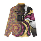 Personalised Brisbane Lions Women Casual Shirt Trippy Psychedelic Abstract Art Mascot Football Fans