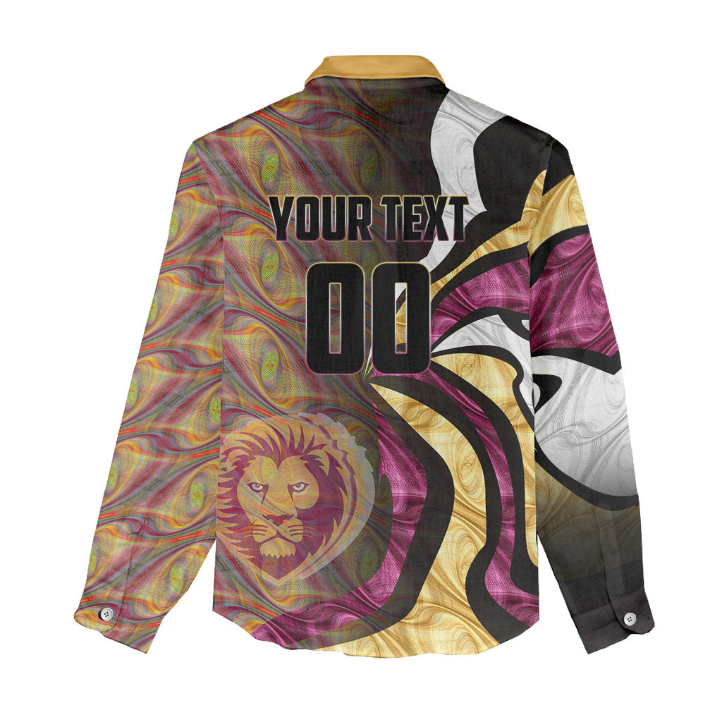 Personalised Brisbane Lions Women Casual Shirt Trippy Psychedelic Abstract Art Mascot Football Fans