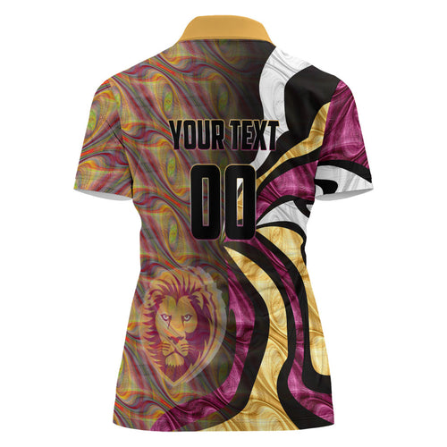 Personalised Brisbane Lions Women Polo Shirt Trippy Psychedelic Abstract Art Mascot Football Fans