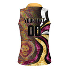 Personalised Brisbane Lions Women Sleeveless Polo Shirt Trippy Psychedelic Abstract Art Mascot Football Fans