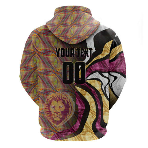 Personalised Brisbane Lions Zip Hoodie Trippy Psychedelic Abstract Art Mascot Football Fans