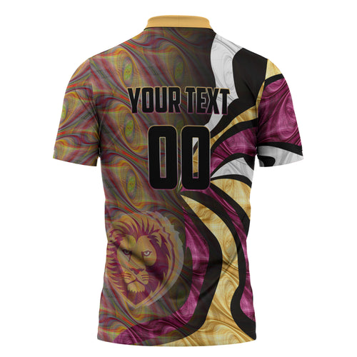 Personalised Brisbane Lions Zipper Polo Shirt Trippy Psychedelic Abstract Art Mascot Football Fans