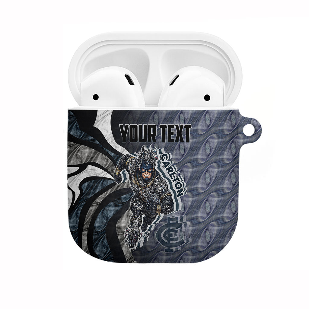 Personalised Carlton AirPods Case Trippy Psychedelic Abstract Art Mascot Football Fans