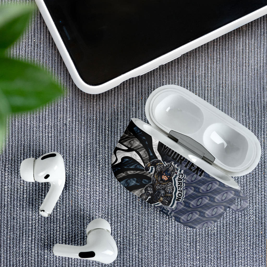 Personalised Carlton AirPods Case Trippy Psychedelic Abstract Art Mascot Football Fans