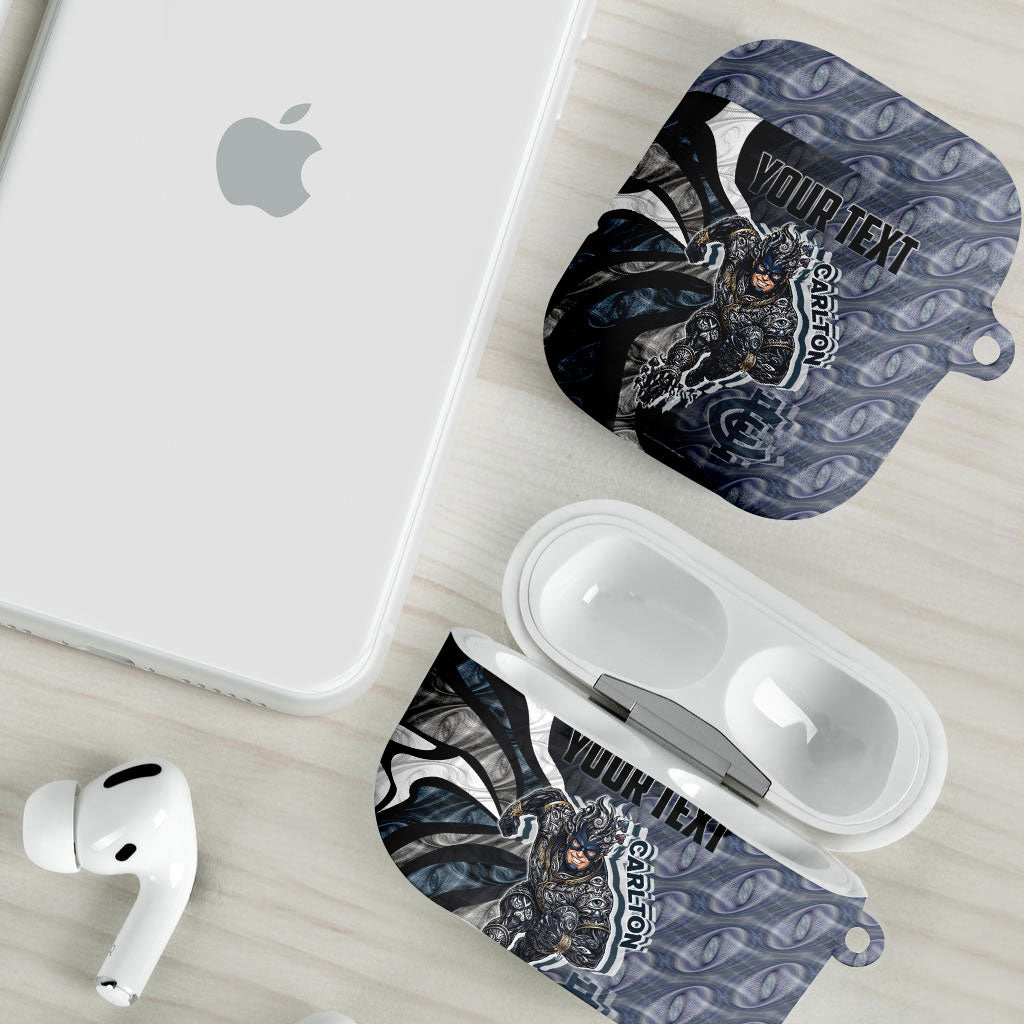 Personalised Carlton AirPods Case Trippy Psychedelic Abstract Art Mascot Football Fans