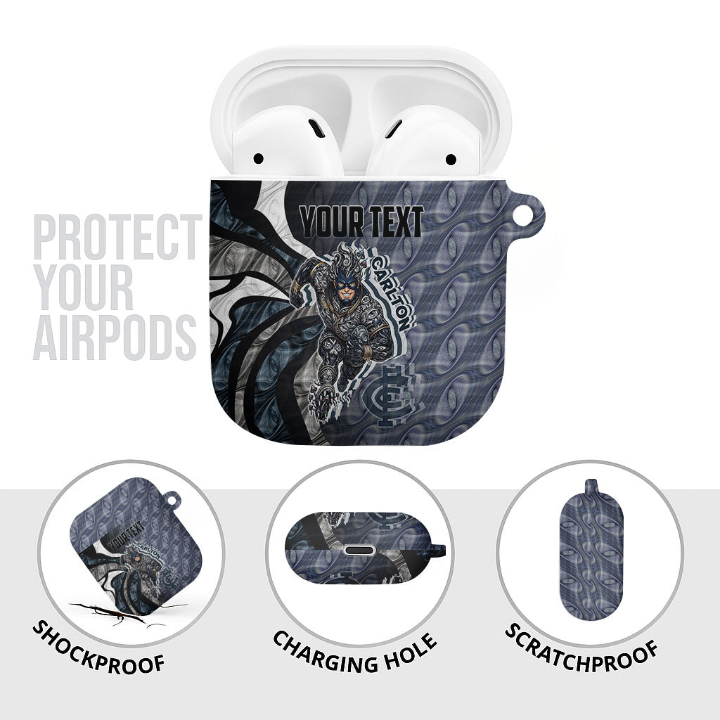 Personalised Carlton AirPods Case Trippy Psychedelic Abstract Art Mascot Football Fans