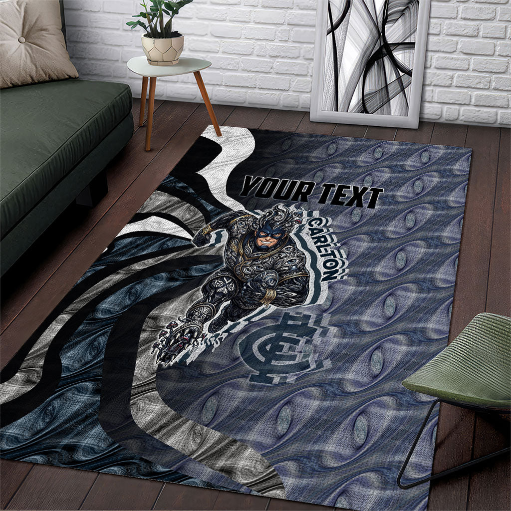 Personalised Carlton Area Rug Trippy Psychedelic Abstract Art Mascot Football Fans