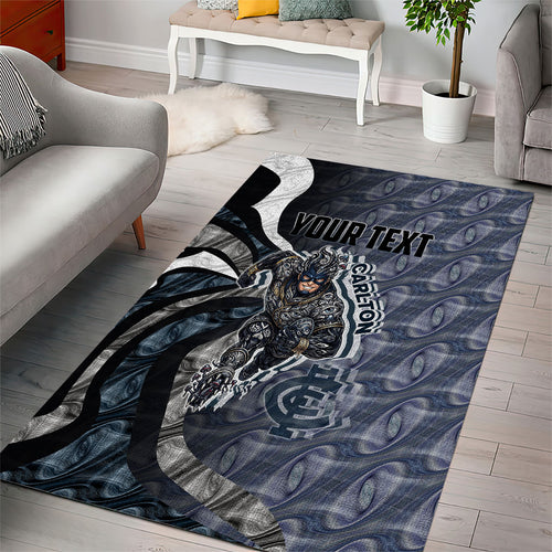 Personalised Carlton Area Rug Trippy Psychedelic Abstract Art Mascot Football Fans