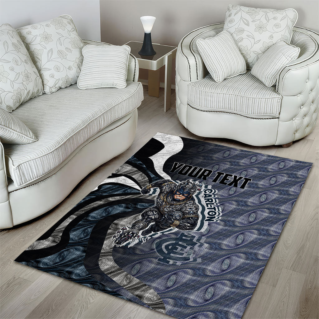 Personalised Carlton Area Rug Trippy Psychedelic Abstract Art Mascot Football Fans