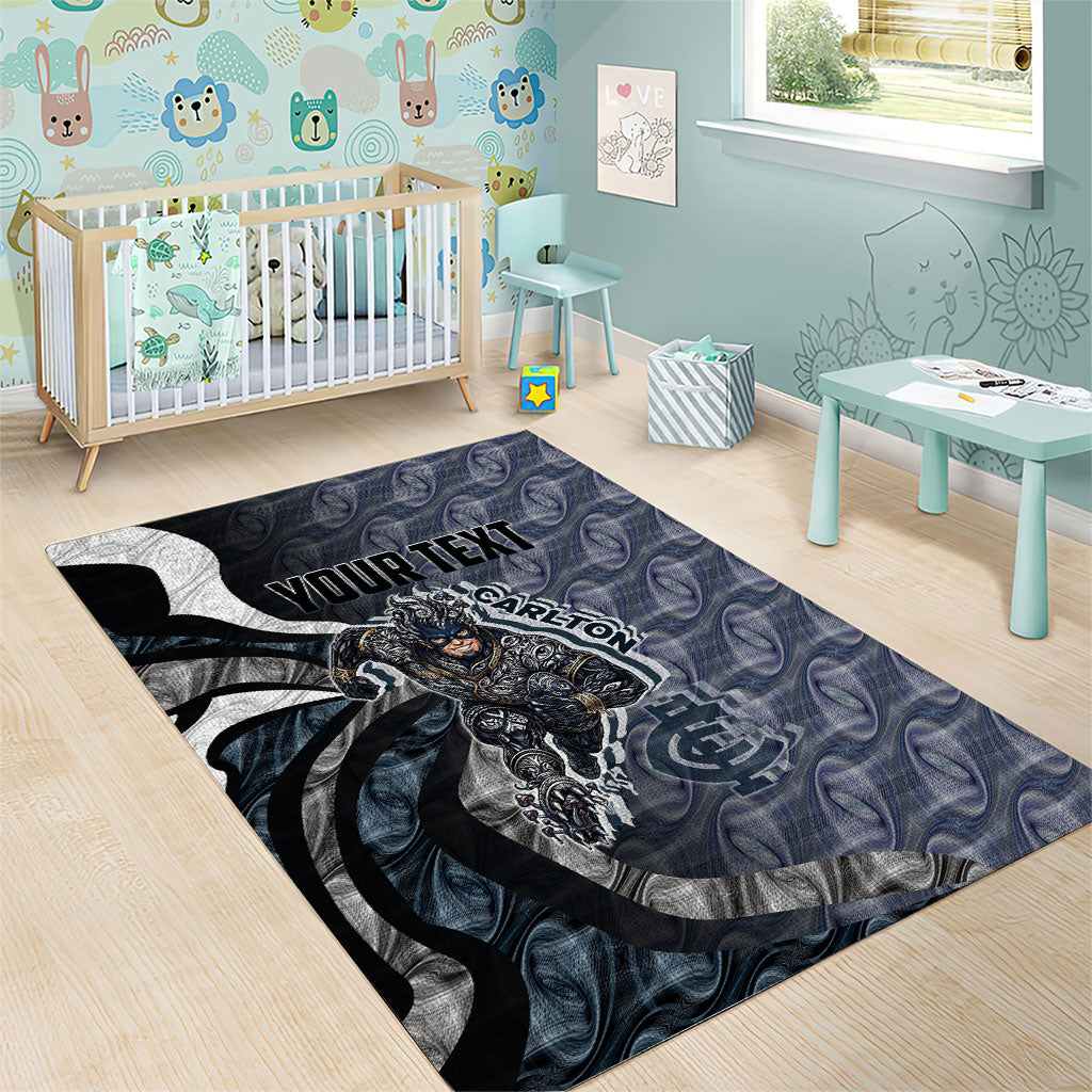 Personalised Carlton Area Rug Trippy Psychedelic Abstract Art Mascot Football Fans