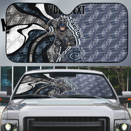 Personalised Carlton Auto Sun Shade Trippy Psychedelic Abstract Art Mascot Football Fans
