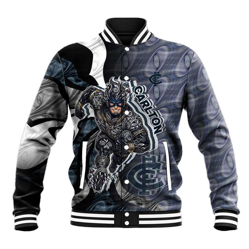 Personalised Carlton Baseball Jacket Trippy Psychedelic Abstract Art Mascot Football Fans