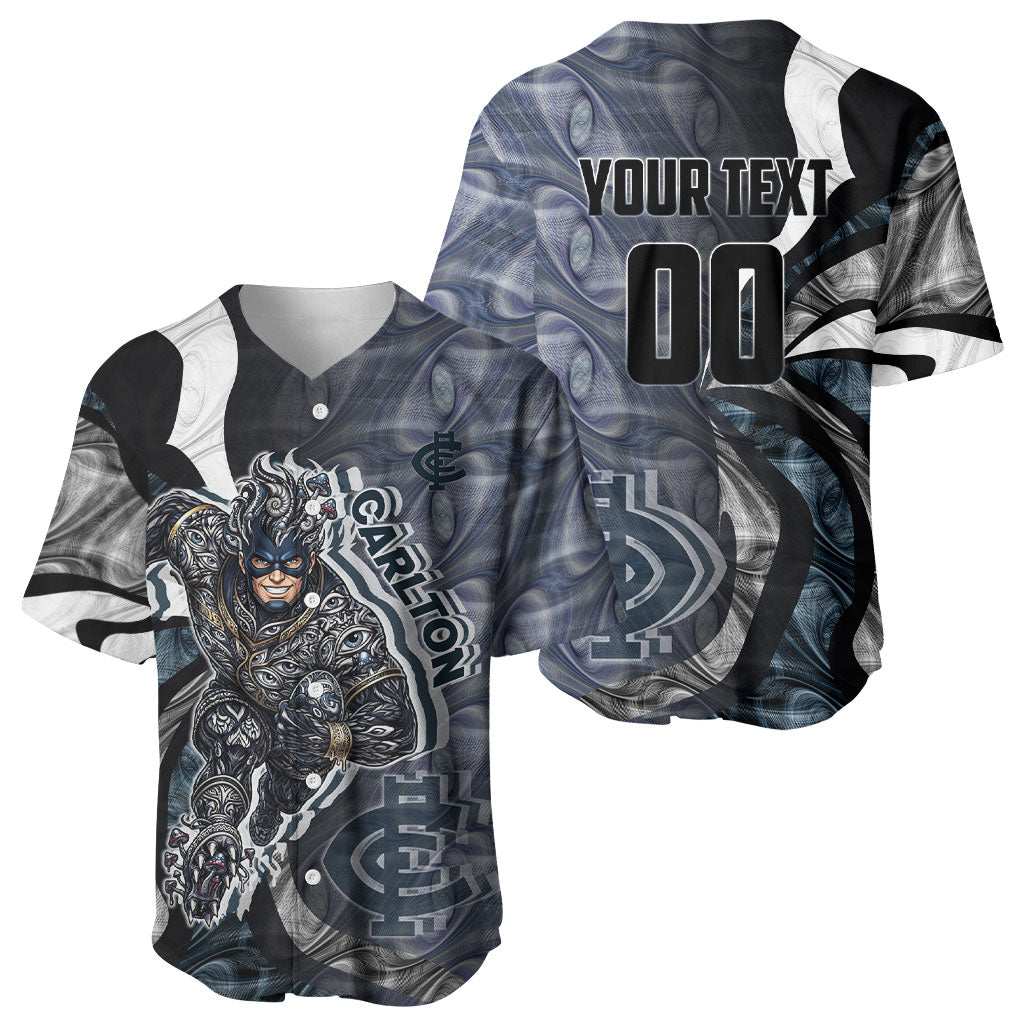 Personalised Carlton Baseball Jersey Trippy Psychedelic Abstract Art Mascot Football Fans