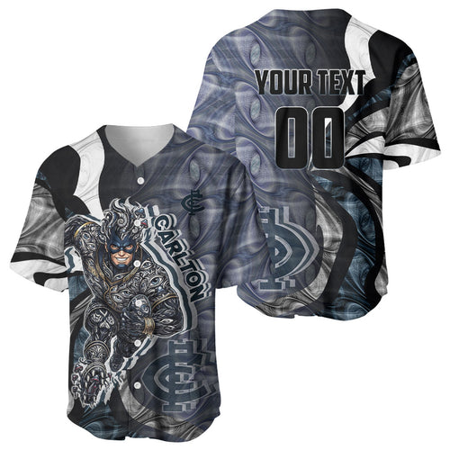Personalised Carlton Baseball Jersey Trippy Psychedelic Abstract Art Mascot Football Fans