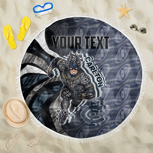 Personalised Carlton Beach Blanket Trippy Psychedelic Abstract Art Mascot Football Fans