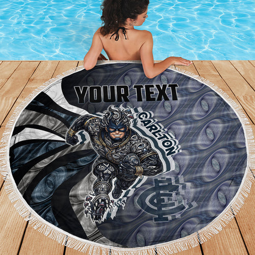 Personalised Carlton Beach Blanket Trippy Psychedelic Abstract Art Mascot Football Fans