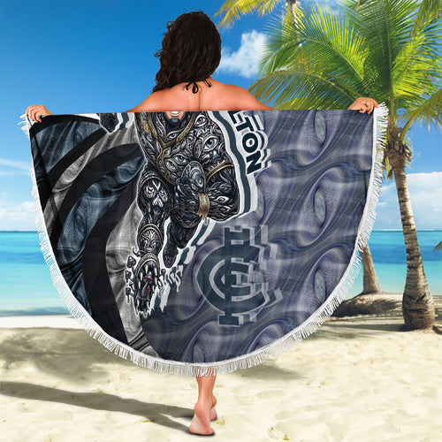 Personalised Carlton Beach Blanket Trippy Psychedelic Abstract Art Mascot Football Fans