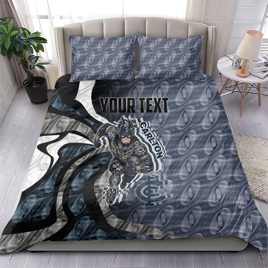 Personalised Carlton Bedding Set Trippy Psychedelic Abstract Art Mascot Football Fans