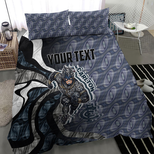 Personalised Carlton Bedding Set Trippy Psychedelic Abstract Art Mascot Football Fans