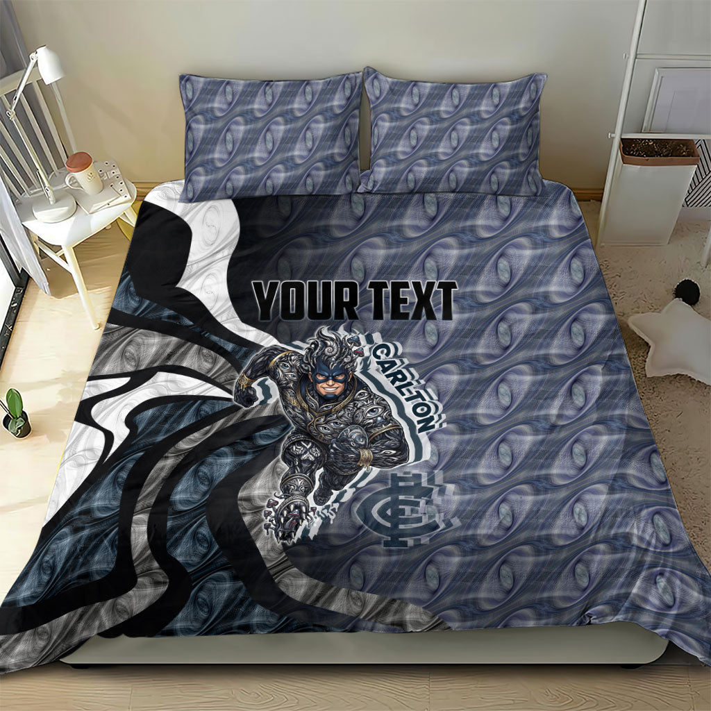Personalised Carlton Bedding Set Trippy Psychedelic Abstract Art Mascot Football Fans