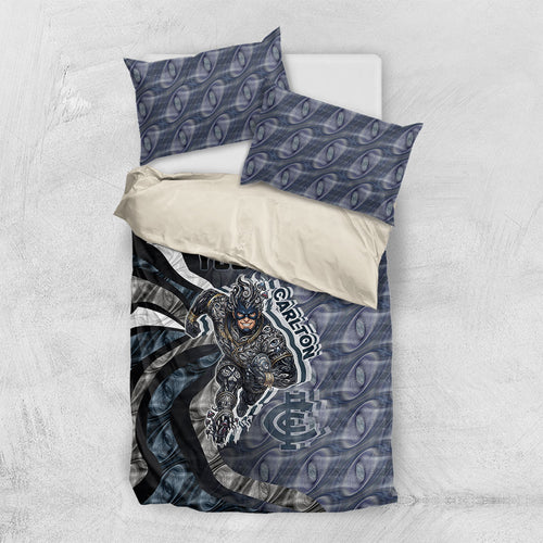 Personalised Carlton Bedding Set Trippy Psychedelic Abstract Art Mascot Football Fans