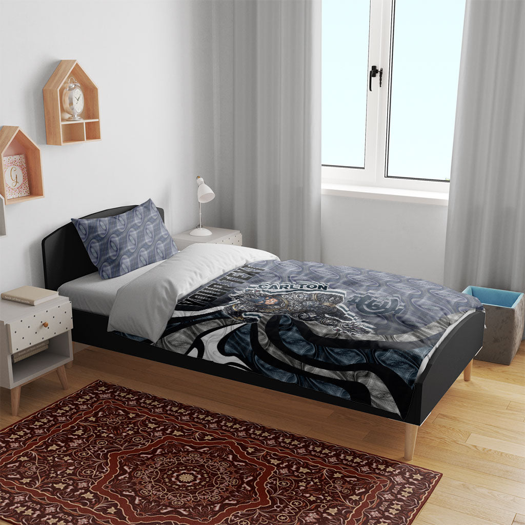 Personalised Carlton Bedding Set Trippy Psychedelic Abstract Art Mascot Football Fans