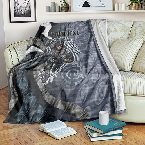 Personalised Carlton Blanket Trippy Psychedelic Abstract Art Mascot Football Fans