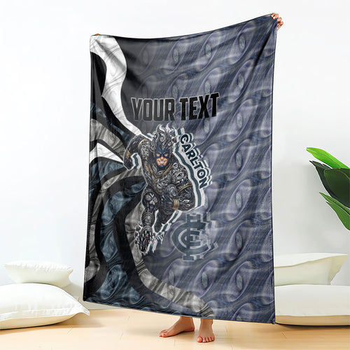 Personalised Carlton Blanket Trippy Psychedelic Abstract Art Mascot Football Fans