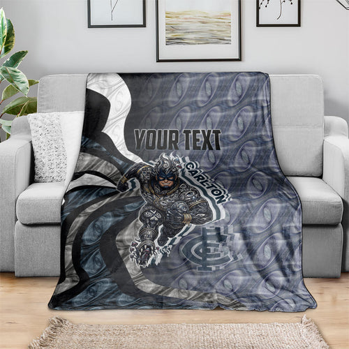 Personalised Carlton Blanket Trippy Psychedelic Abstract Art Mascot Football Fans