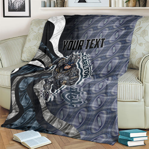 Personalised Carlton Blanket Trippy Psychedelic Abstract Art Mascot Football Fans