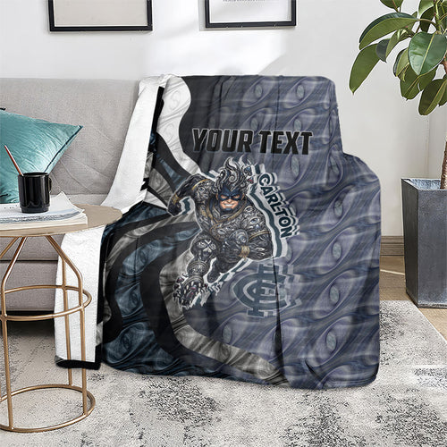 Personalised Carlton Blanket Trippy Psychedelic Abstract Art Mascot Football Fans