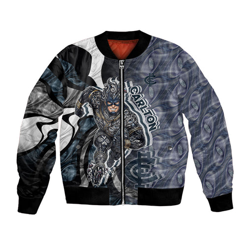 Personalised Carlton Bomber Jacket Trippy Psychedelic Abstract Art Mascot Football Fans