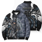 Personalised Carlton Bomber Puffer Jacket Trippy Psychedelic Abstract Art Mascot Football Fans