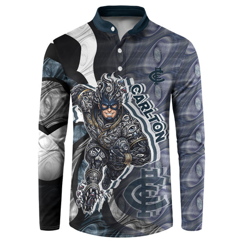Personalised Carlton Button Sweatshirt Trippy Psychedelic Abstract Art Mascot Football Fans