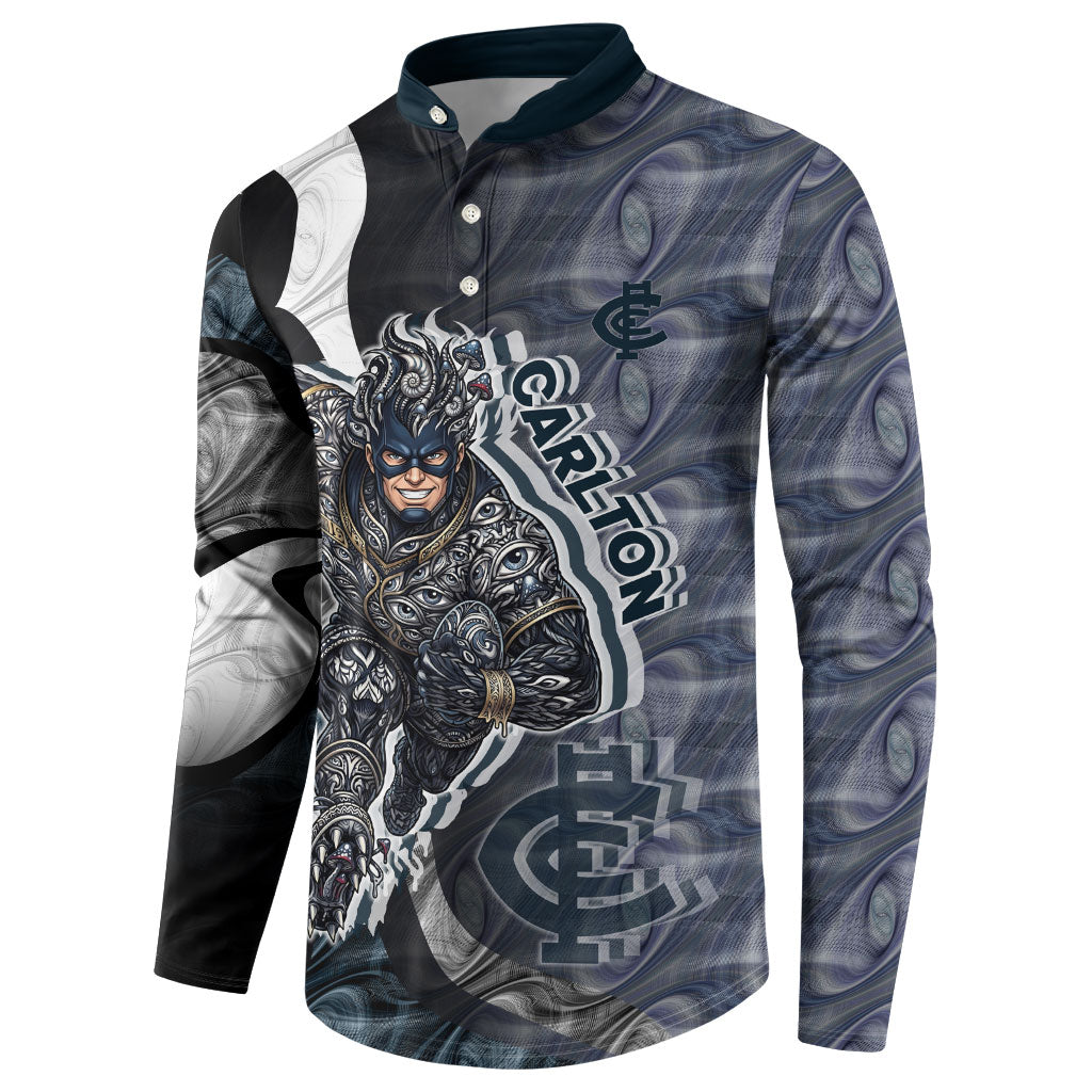 Personalised Carlton Button Sweatshirt Trippy Psychedelic Abstract Art Mascot Football Fans