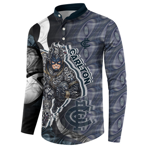 Personalised Carlton Button Sweatshirt Trippy Psychedelic Abstract Art Mascot Football Fans