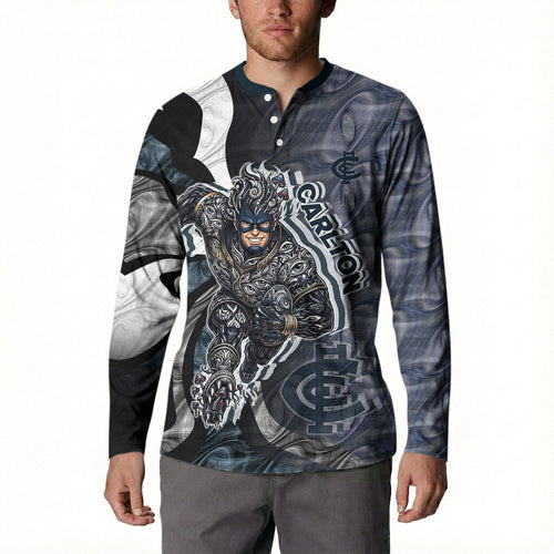 Personalised Carlton Button Sweatshirt Trippy Psychedelic Abstract Art Mascot Football Fans