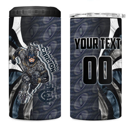 Personalised Carlton 4 in 1 Can Cooler Tumbler Trippy Psychedelic Abstract Art Mascot Football Fans