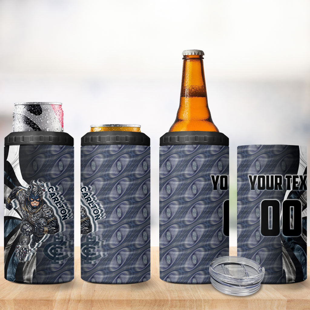 Personalised Carlton 4 in 1 Can Cooler Tumbler Trippy Psychedelic Abstract Art Mascot Football Fans
