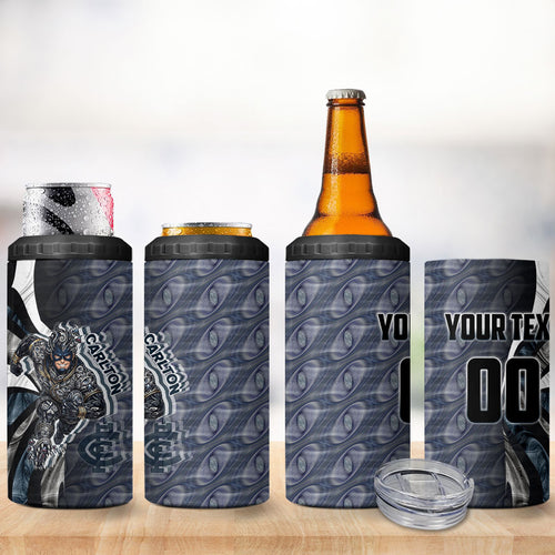 Personalised Carlton 4 in 1 Can Cooler Tumbler Trippy Psychedelic Abstract Art Mascot Football Fans
