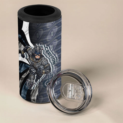 Personalised Carlton 4 in 1 Can Cooler Tumbler Trippy Psychedelic Abstract Art Mascot Football Fans