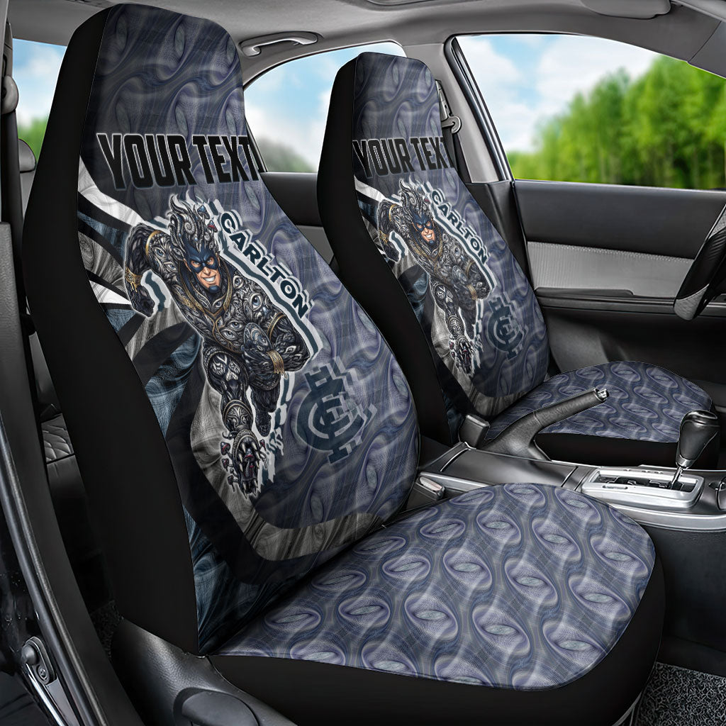 Personalised Carlton Car Seat Cover Trippy Psychedelic Abstract Art Mascot Football Fans