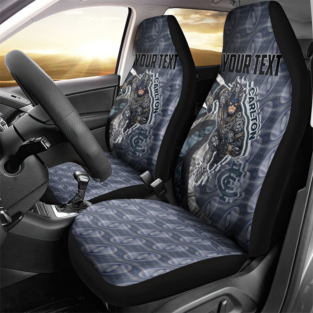 Personalised Carlton Car Seat Cover Trippy Psychedelic Abstract Art Mascot Football Fans