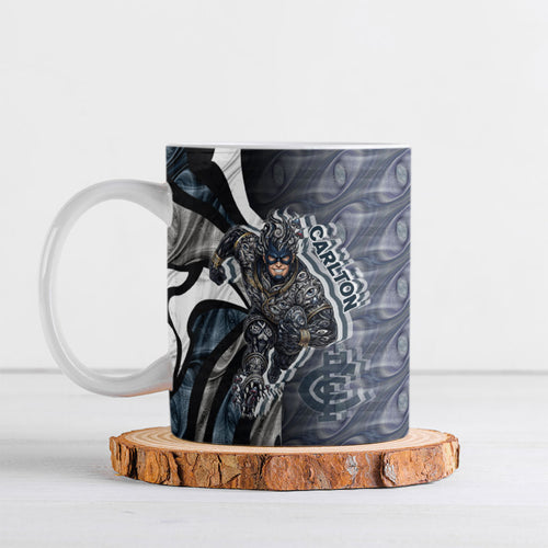 Personalised Carlton Ceramic Mug Trippy Psychedelic Abstract Art Mascot Football Fans