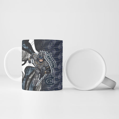 Personalised Carlton Ceramic Mug Trippy Psychedelic Abstract Art Mascot Football Fans