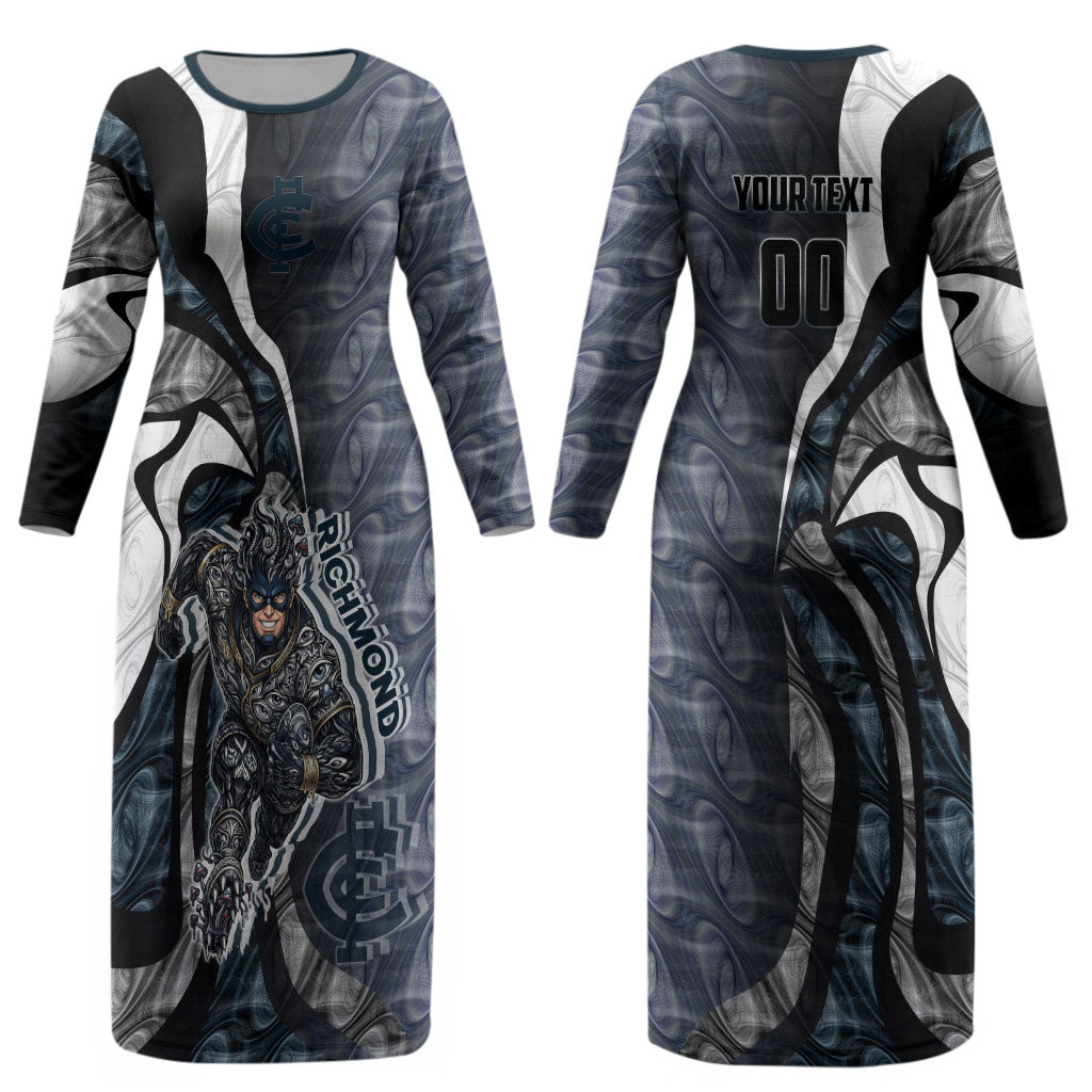 Personalised Carlton Couples Matching Long Sleeve Bodycon Dress and Long Sleeve Button Shirt Trippy Psychedelic Abstract Art Mascot Football Fans