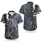 Personalised Carlton Couples Matching Off Shoulder Maxi Dress and Hawaiian Shirt Trippy Psychedelic Abstract Art Mascot Football Fans